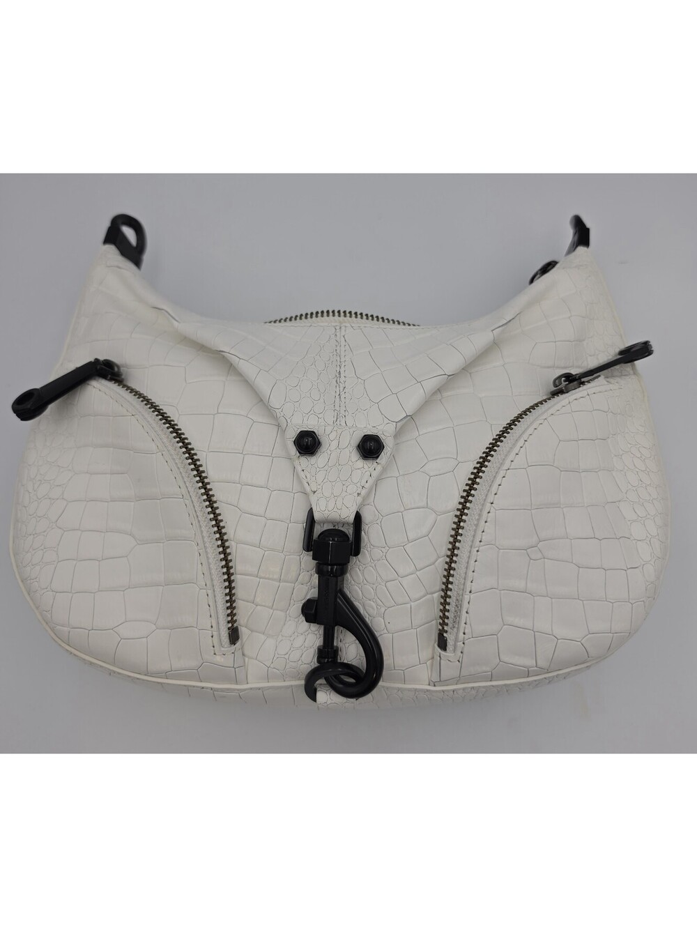 Rebecca Minkoff Julian Croissant Croc Bag Optic White MISSING STRAP